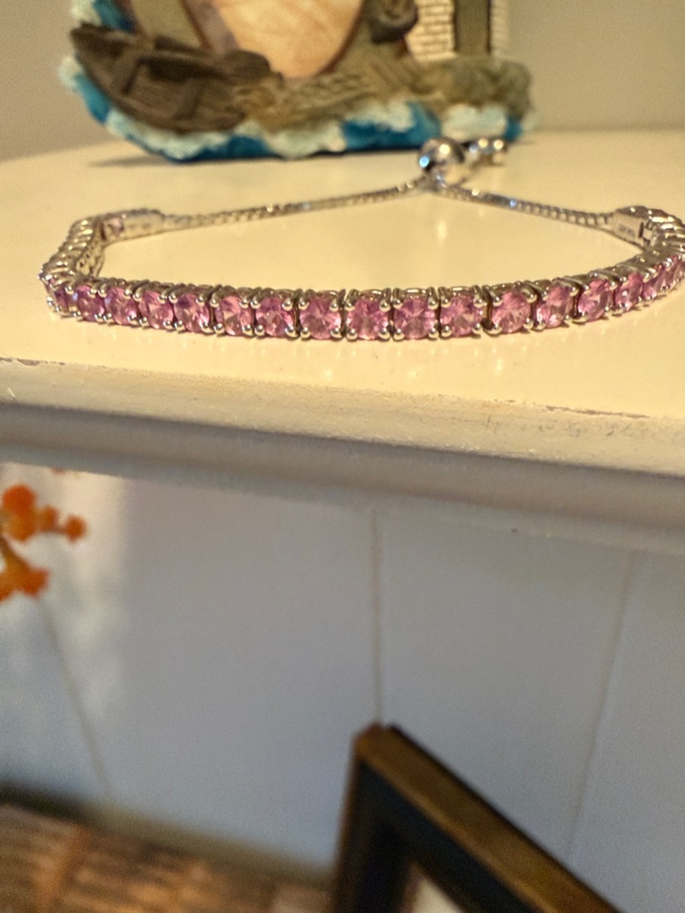 Pink Sapphire Bracelet  Adjustable Bolo Lovely Pink Color.